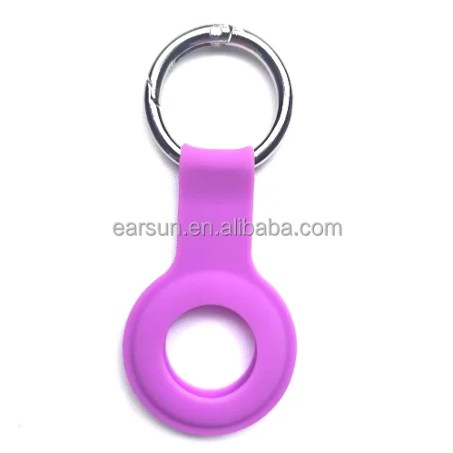 

Soft Silicone Case Protective Anti-Scratch Lightweight Waterproof Cover with Key Ring for AirTags Air Tags 2021 (Purple)