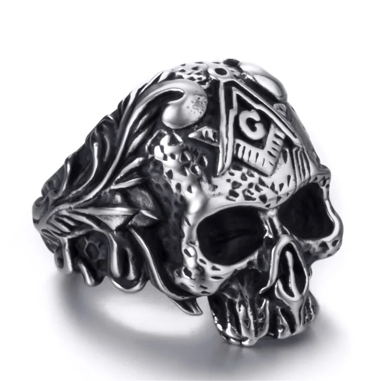 

Free shipping gothic skull rings men vintage punk stainless steel italian rings for men