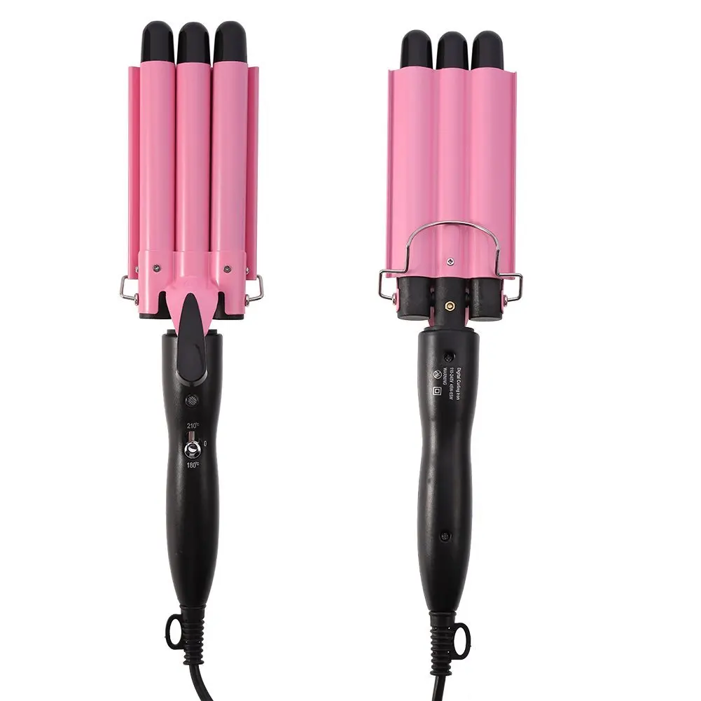 

Factory OEM Ceramic 3 Barrel Hair Curler With LCD Display Big Wavy Hair Styler Curler Electric Fast Heat Curling Iron