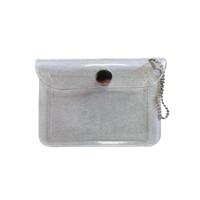

Transparent card bag student portable Public Transport card protector zero wallet, White,blakc