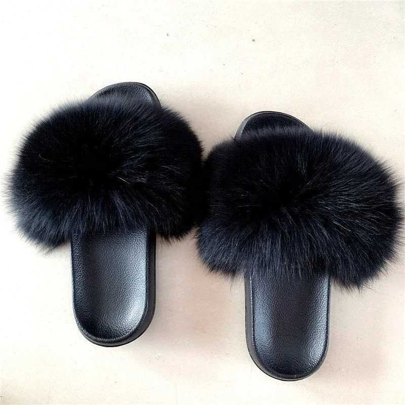 

Women Home Fluffy Sliders Comfort Furry Summer Flats Shoes Female Furry Flip Flops Slippers, White,black,pink