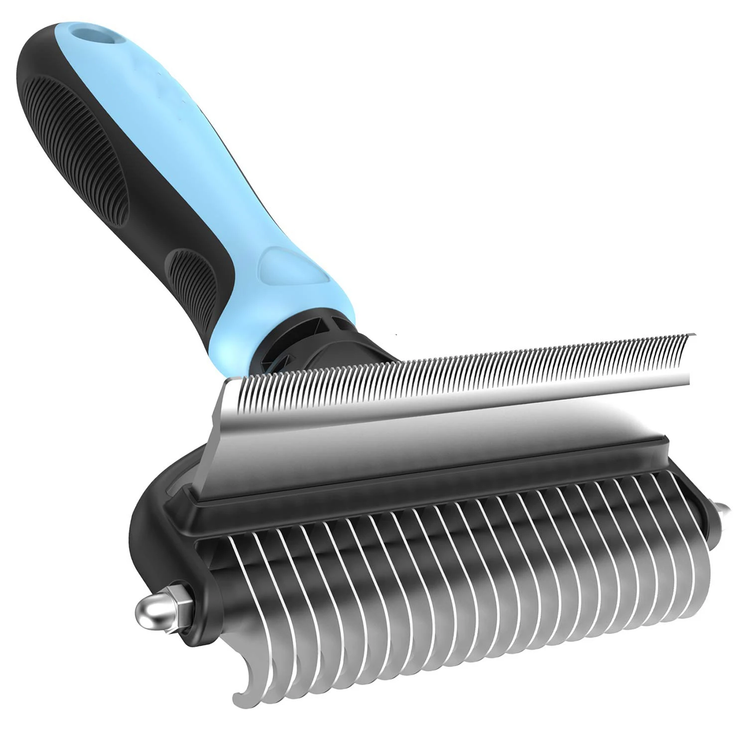 

ZMaker 22 Teeth 2 in 1 Deshedding Tool& Dematting Undercoat Rake for Mats& Tangles Removing Pet Grooming Brush