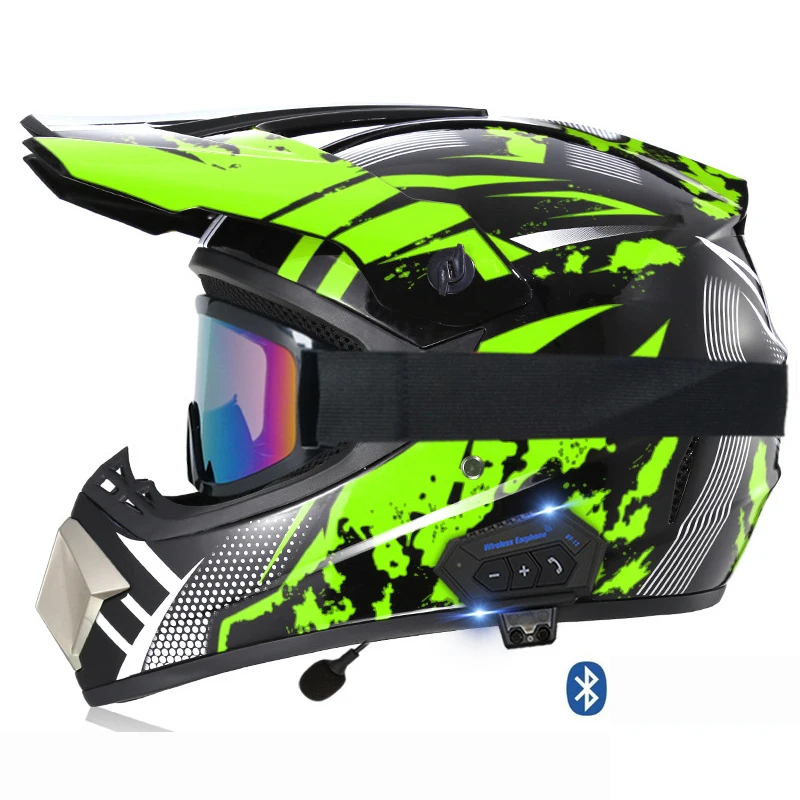 

Smart Off Road Bluetooth Helmet Motocross Cascos Para Moto Adults Motorbike Full Face Flip Up Helm Bluetooth Helmets Motorcycles, 37 colors can be chosen