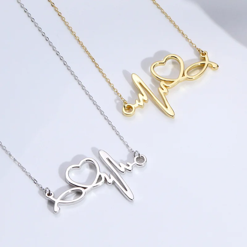 

Daidan Gold Necklace Love Nurse 925 Sterling Silver Pendant Heart Necklaces