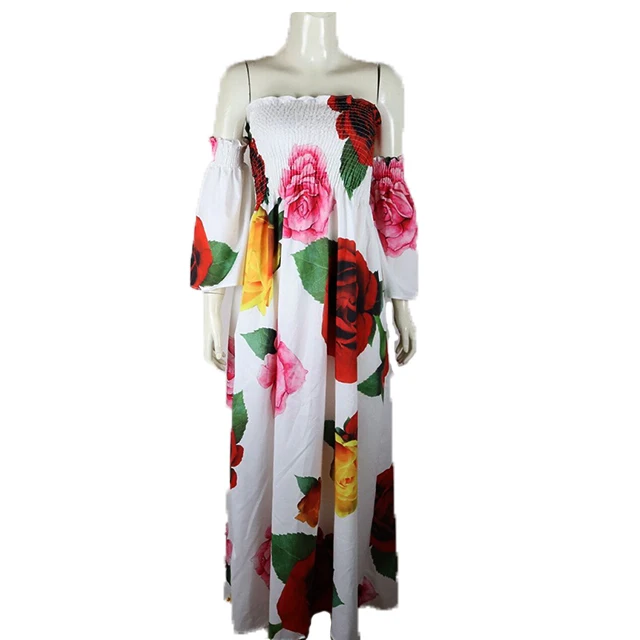 

Beach cover up Printed dress women with summer beach party Vestido de Verano casual dresses, White