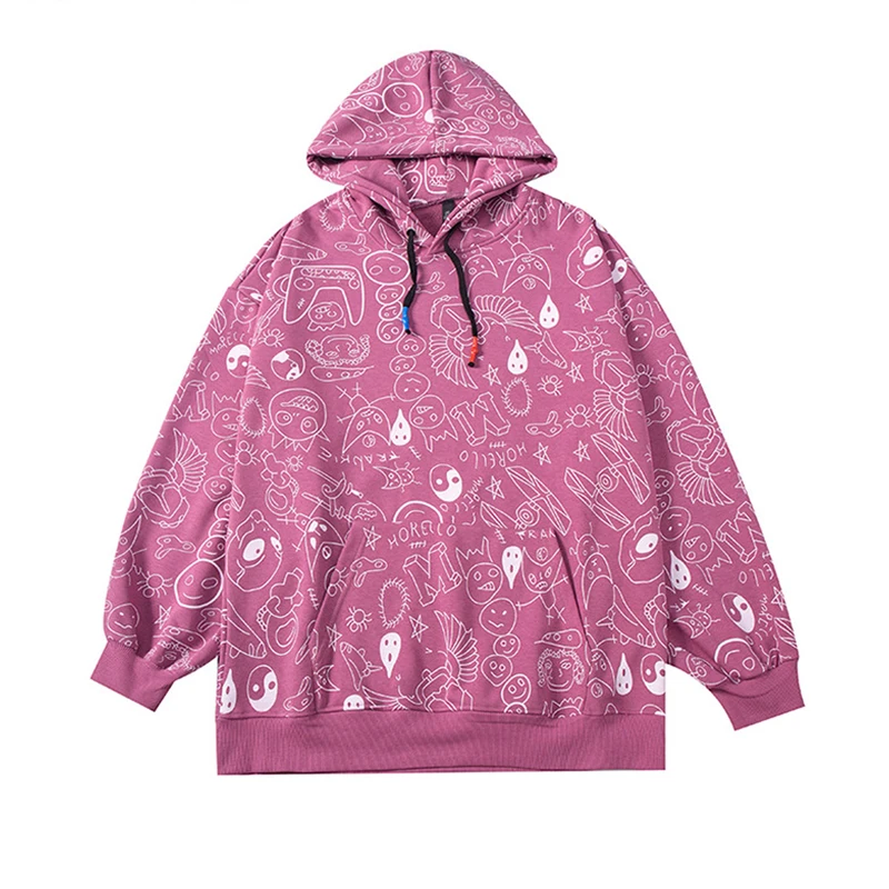 

In-stock casual all over printed sweatshirt high street pullover bulk oversized hoodies baggy graffiti men hoodie