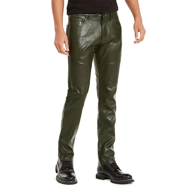 Mens green leather pants Outlet