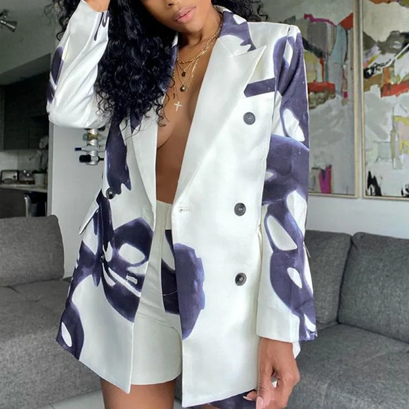

Think 2021 Hot Selling Autumn Casual suits tuxedo Elegant Two Pieces Sets Shorts Pant Office Suits For Women Office Ladies