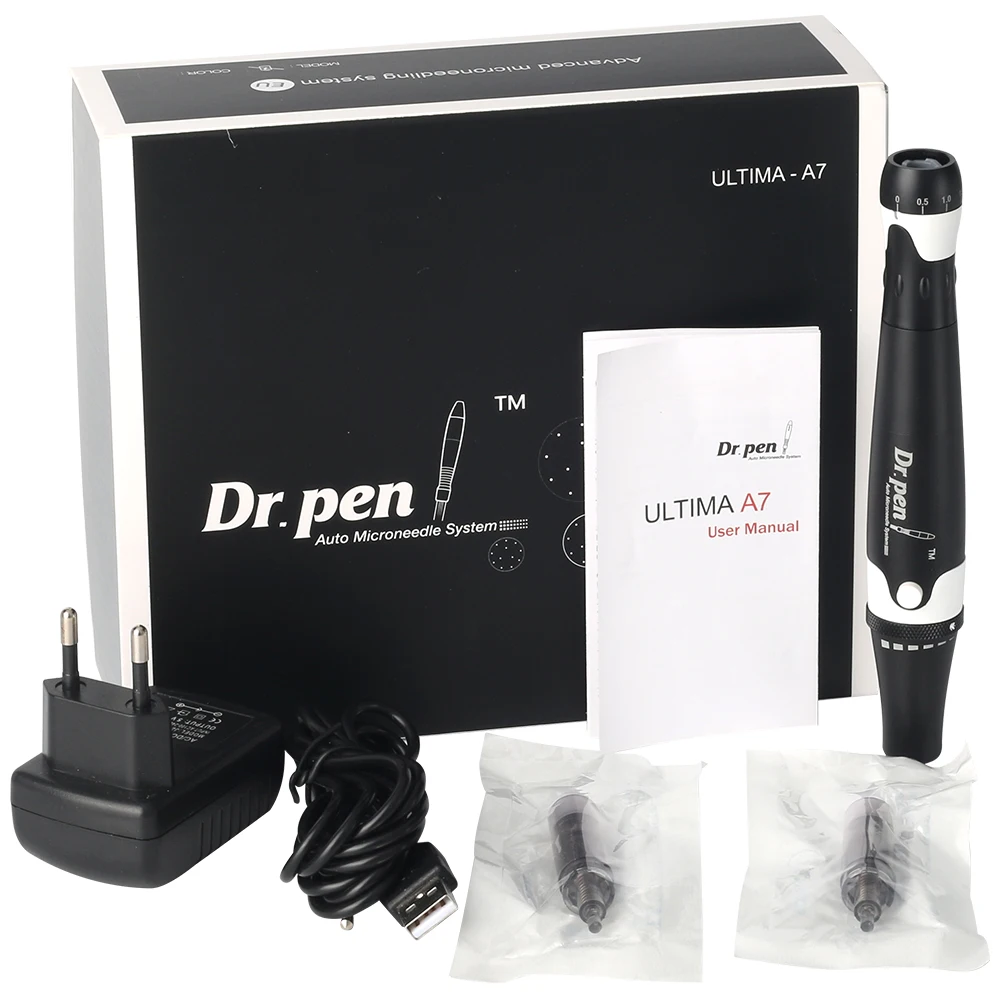 

Dr.Pen A7 Derma Pen Auto Microneedle Cartridge Needle Microneedling System Machine Wired dr dermo Mezoroller BBglow Roller Tool, Black