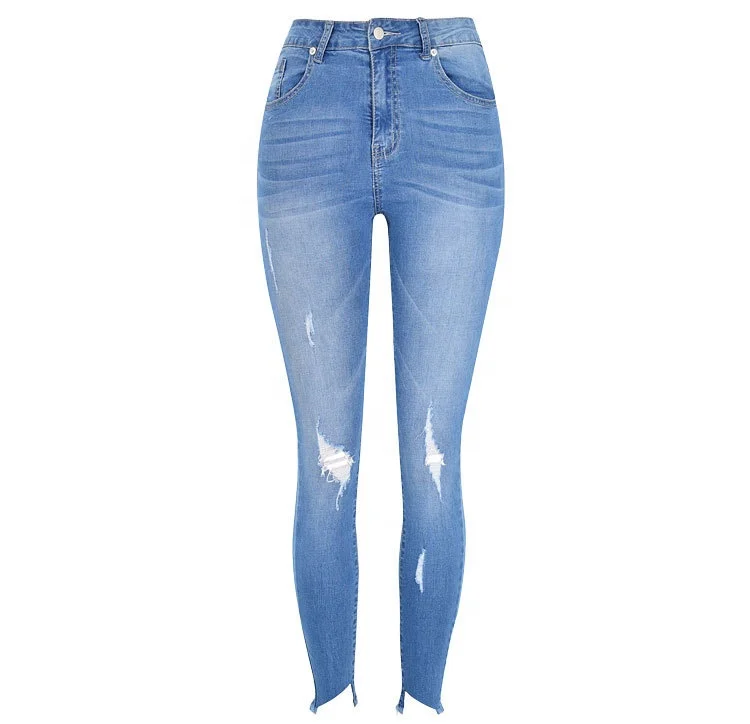 

B51059A New arrival women fashion street irregular skinny jeans