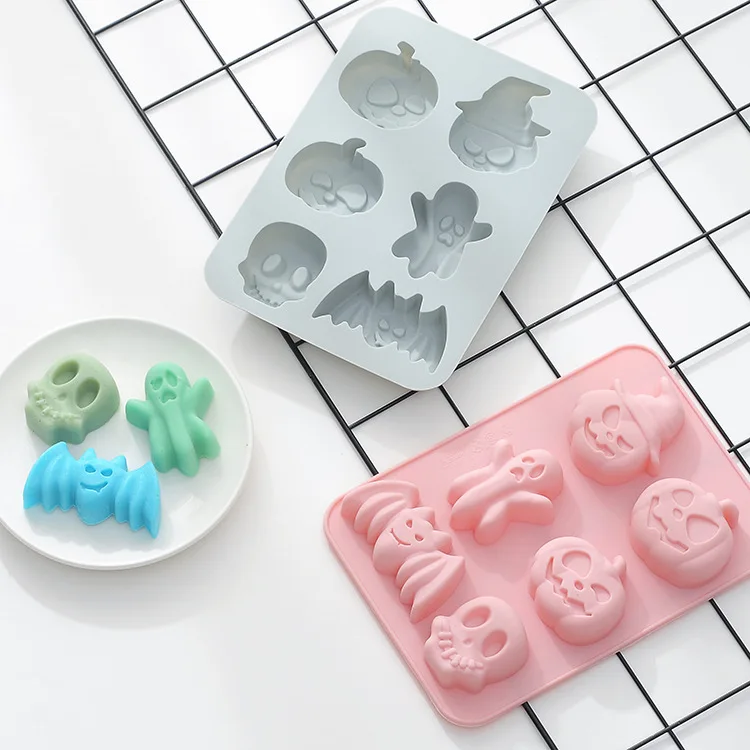 

Halloween Silicone Baking Molds Nonstick Cake Pan with Pumpkin Chocolate Cupcakes Bat Ghost Shape for Kitchen DIY Baking Tool