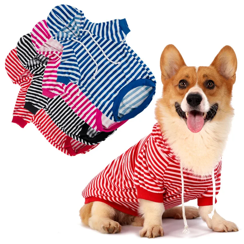 

Custom Wholesale Winter Pet Apparel Clothes Dog Sweatshirt Striped Dog Hoodie, 4 colors