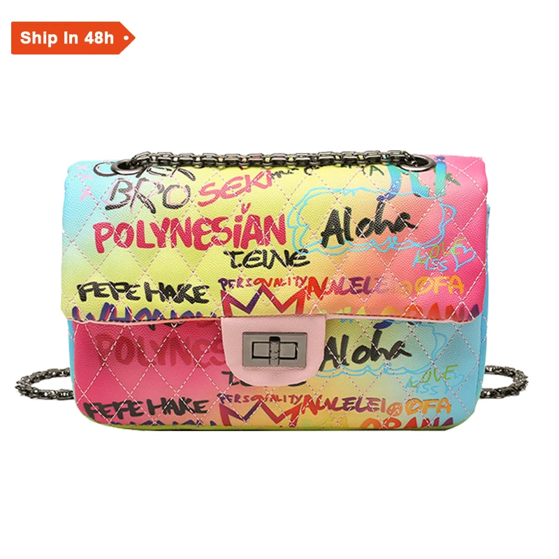 

crossbody women hand bag graffiti bags lady on sale designer handbags 2021 China factory wholesale wallet purse and handbags