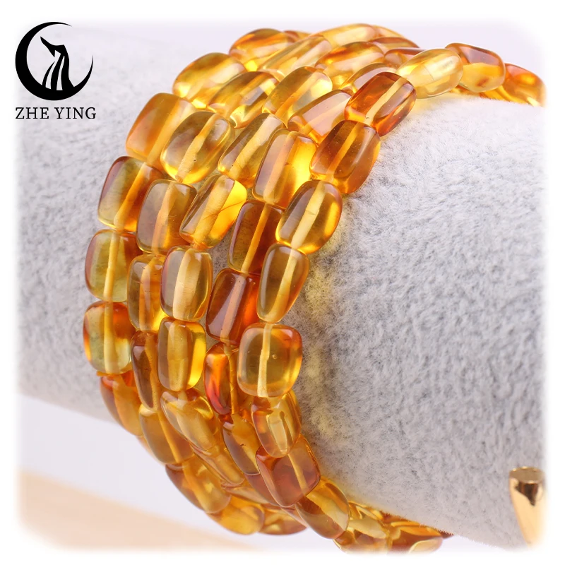 

Zhe Ying 6-9mm irregular rectangle amber beads natural amber stone bracelet trade
