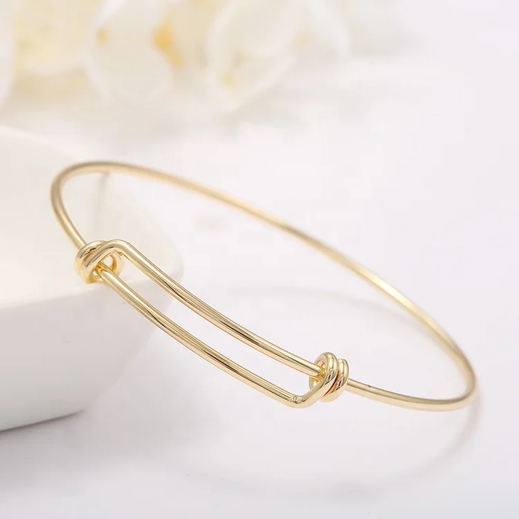 

Latest Fashion Jewelry Round Shape Two Knots 14K Gold Plated Bangle