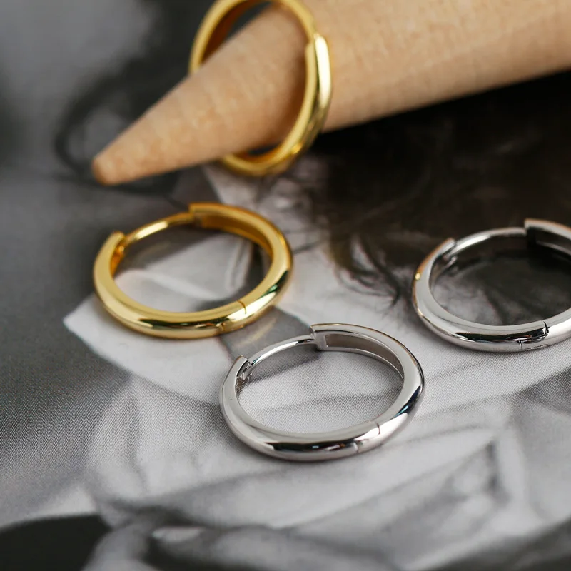 

2022 Jewelry Gold Plated Chunky Circle Dangle Hoop Earrings Fancy S925 Sterling Silver Round Vintage Earring