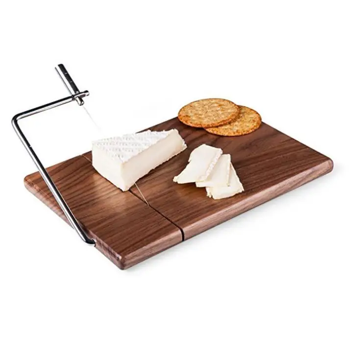

Hot selling kitchenware Custom Logo Sapele wood cheese slicer butter cheese cutting table board