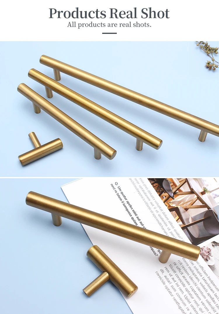 BestryGlobal brass copper cabinet handle furniture hardware brushed plated gold caninet handle t bar handle