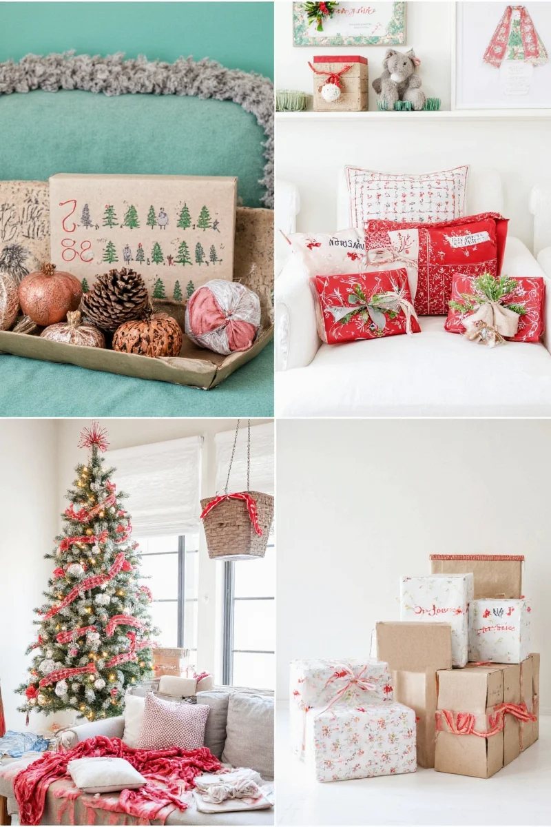 Laminated gift paper used as holiday coasters