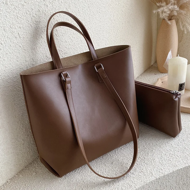 

2021 Fashion Single Shoulder Bag High Capacity PU Leather Woman Tote Bags Handbags Purse