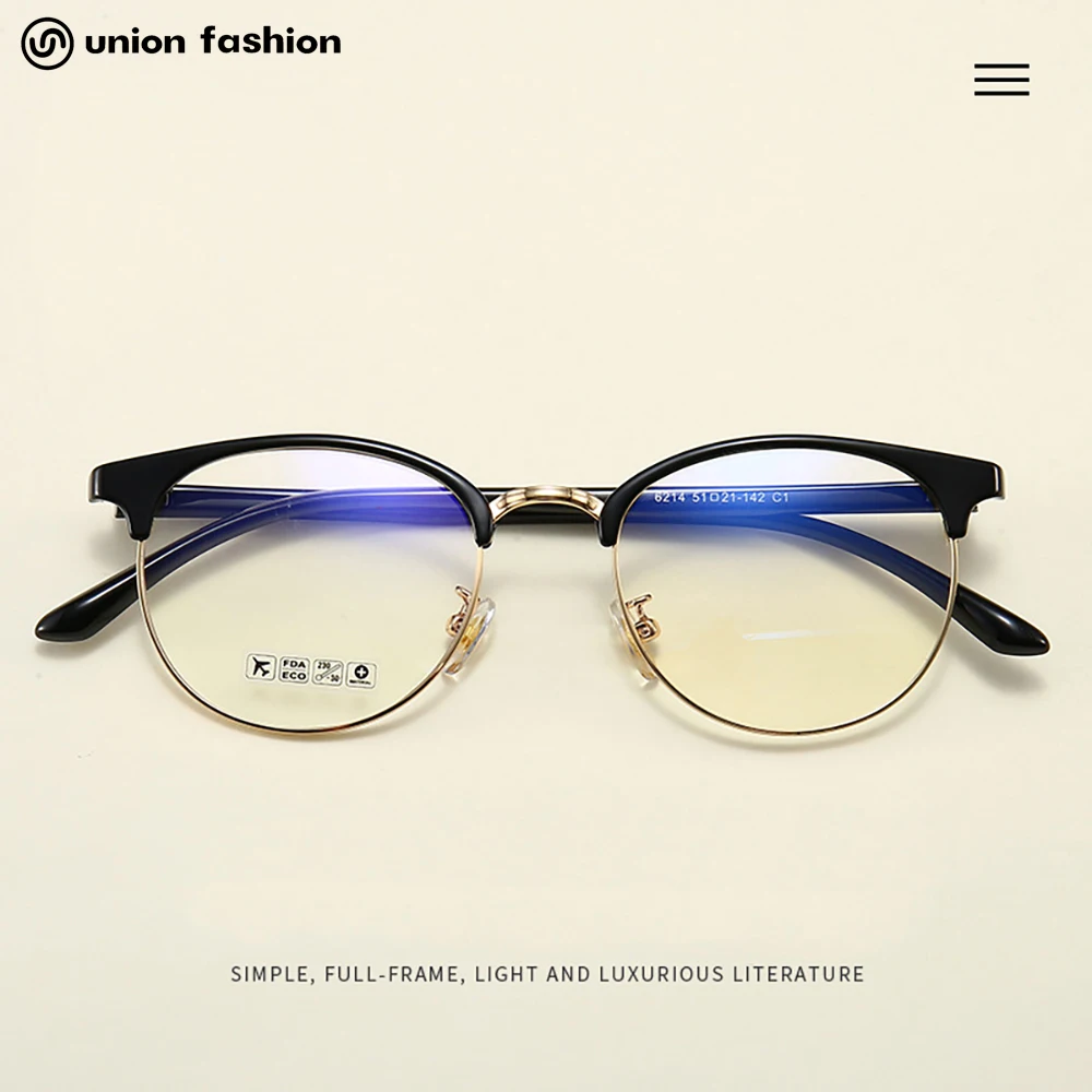 

Union Fashion Retro TR90 Round Optical Eyewear Frames Women Men Glasses, 6 colors