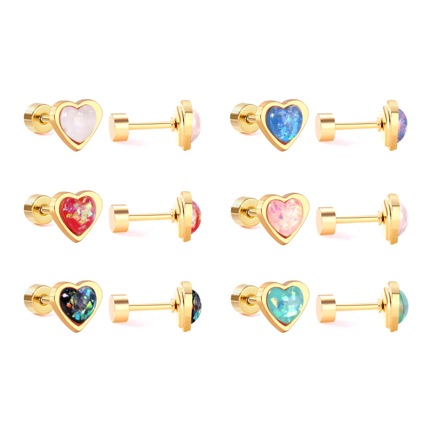 

Stainless Steel Gold Color Earrings Simple Style Star Cubic Zircon Crystal Stud Earrings Jewelry