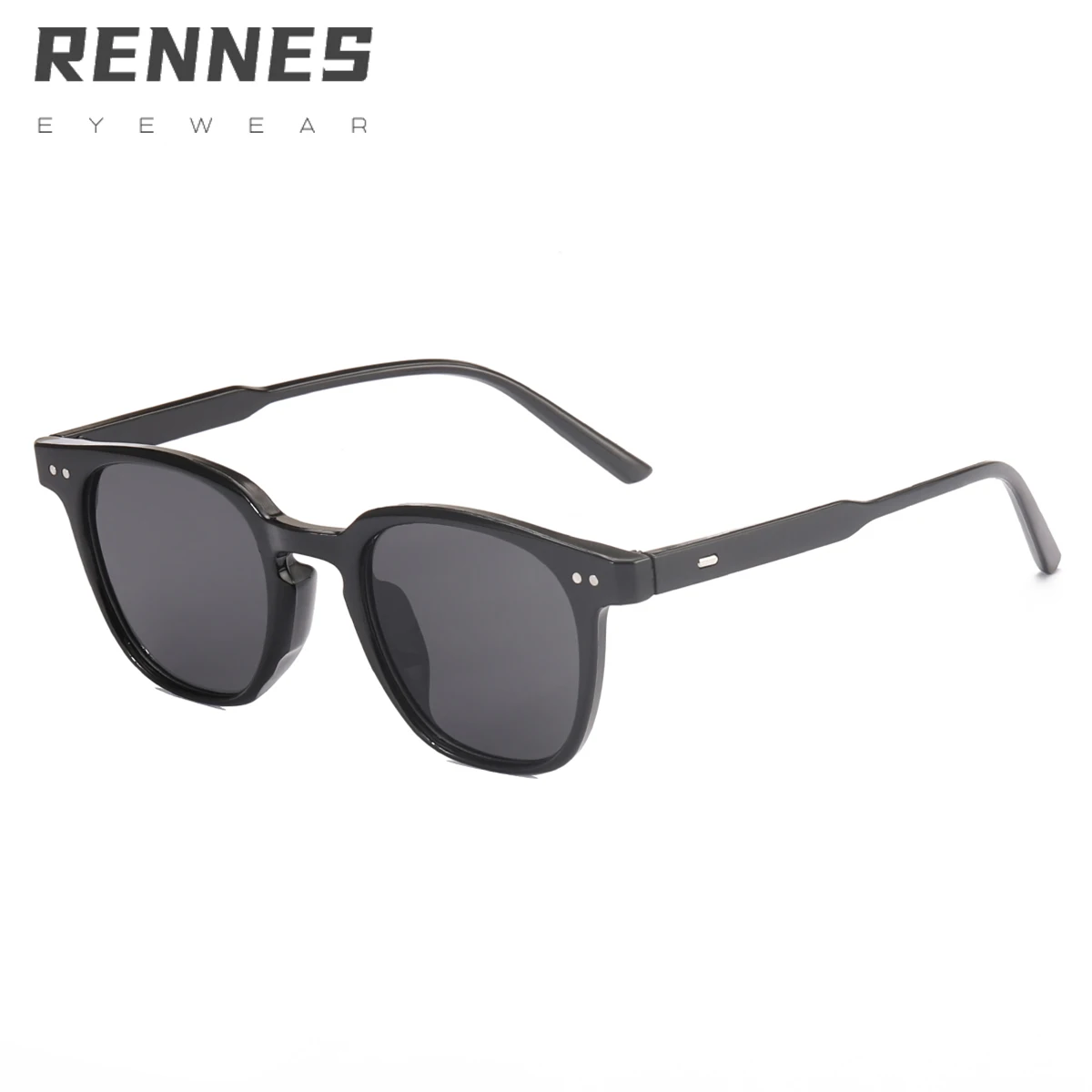 

RENNES 2022 Popular Fashion Square Sunglasses Women Retro Nail Eyewear Men Clear Anti-Blu-Ray Lens Glasses Frame Shades UV400