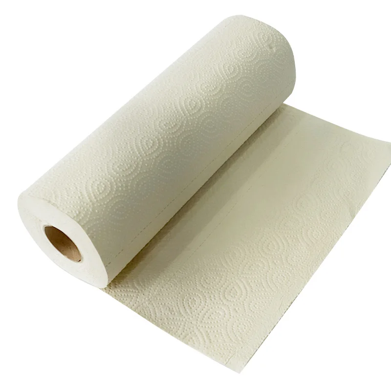 

Free Sample-Embossed 2 ply 100% pure wood pulp kitchen tissue roll, Unbleached brown