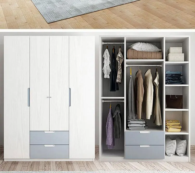 Modern design bedroom furniture wardrobe swing opening combination door wardrobe with white lacquer