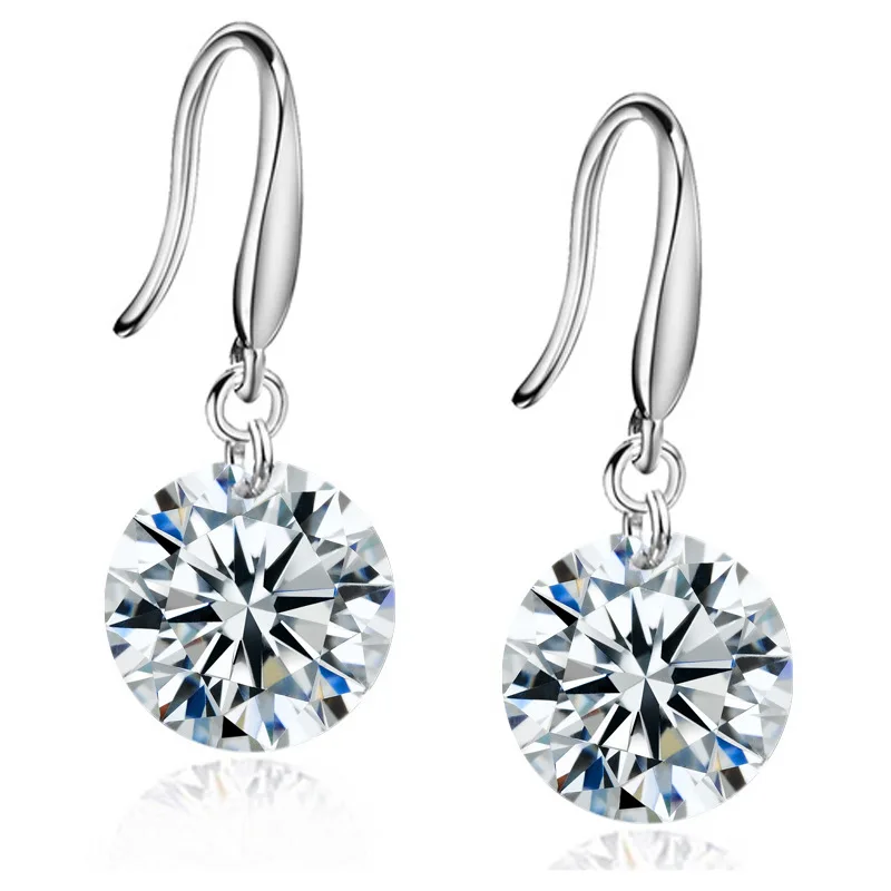 

2021 Cheap Latest Fashion cz earrings simple 8mm cubic zirconia drop earrings, Picture