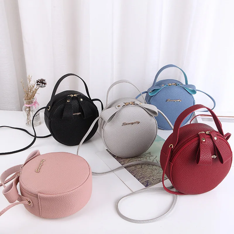 

New style cute circle handbag girls crossbody shoulder bags, 5color