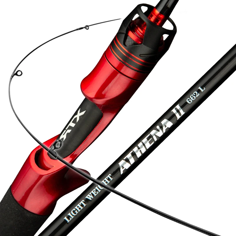 

CEMREO ATHENA II Micro Solid UL/L Trout Baitcasting Fishing Rod, Grey & red