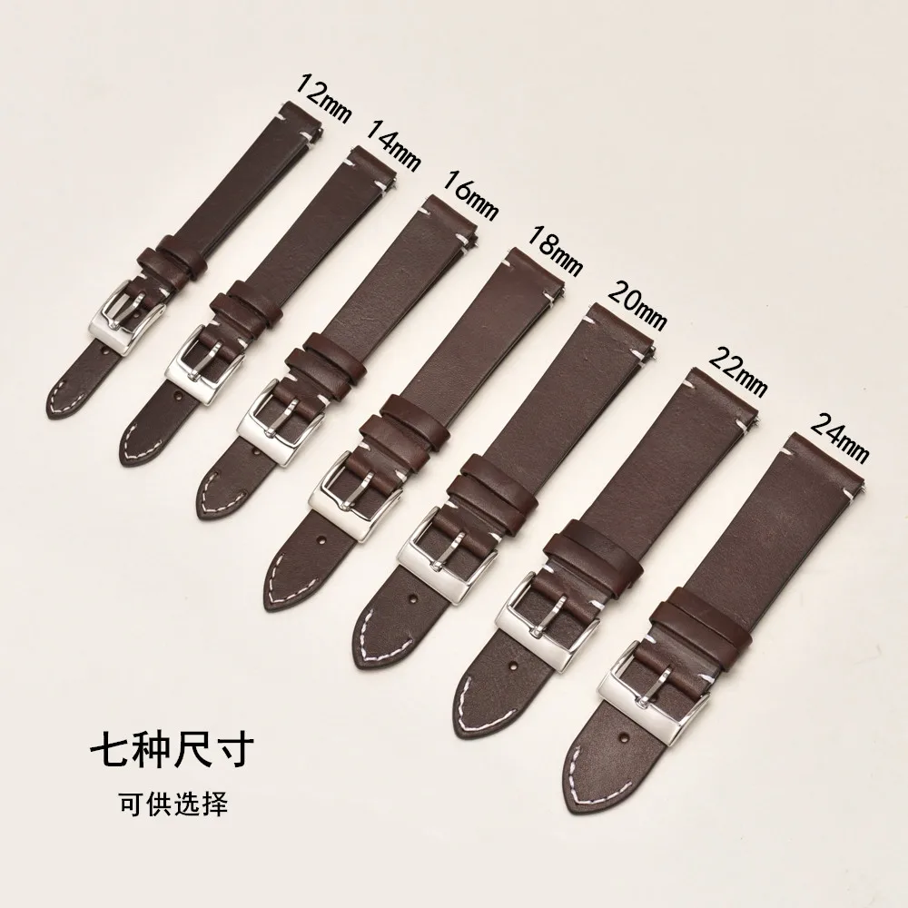 12mm 14mm 16mm 18mm 20mm 22mm 24mm Vintage Leather Watch Strap