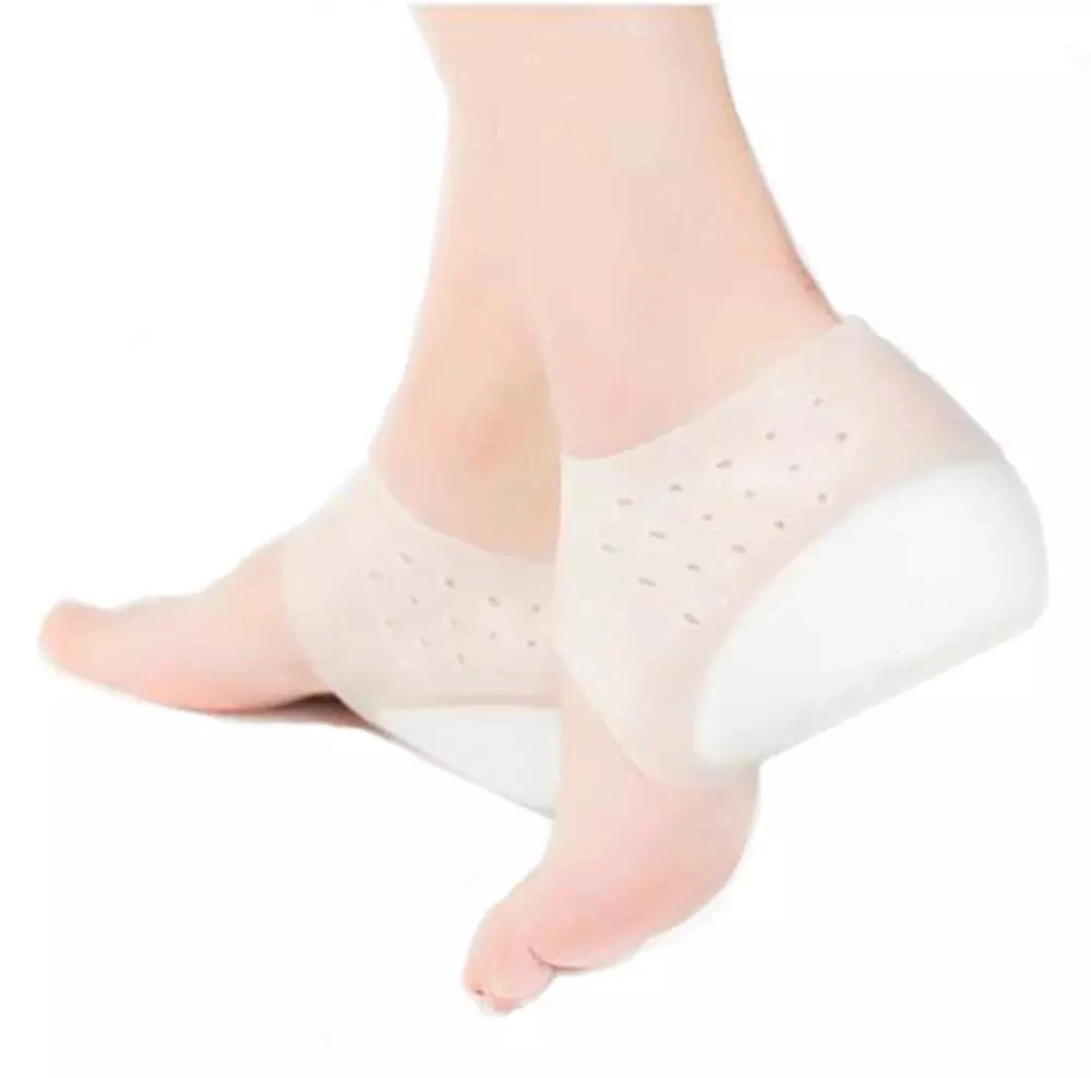 

Height Increase Silicone Heel Socks Plantar Fasciitis Heel Protector For Women, White/nude