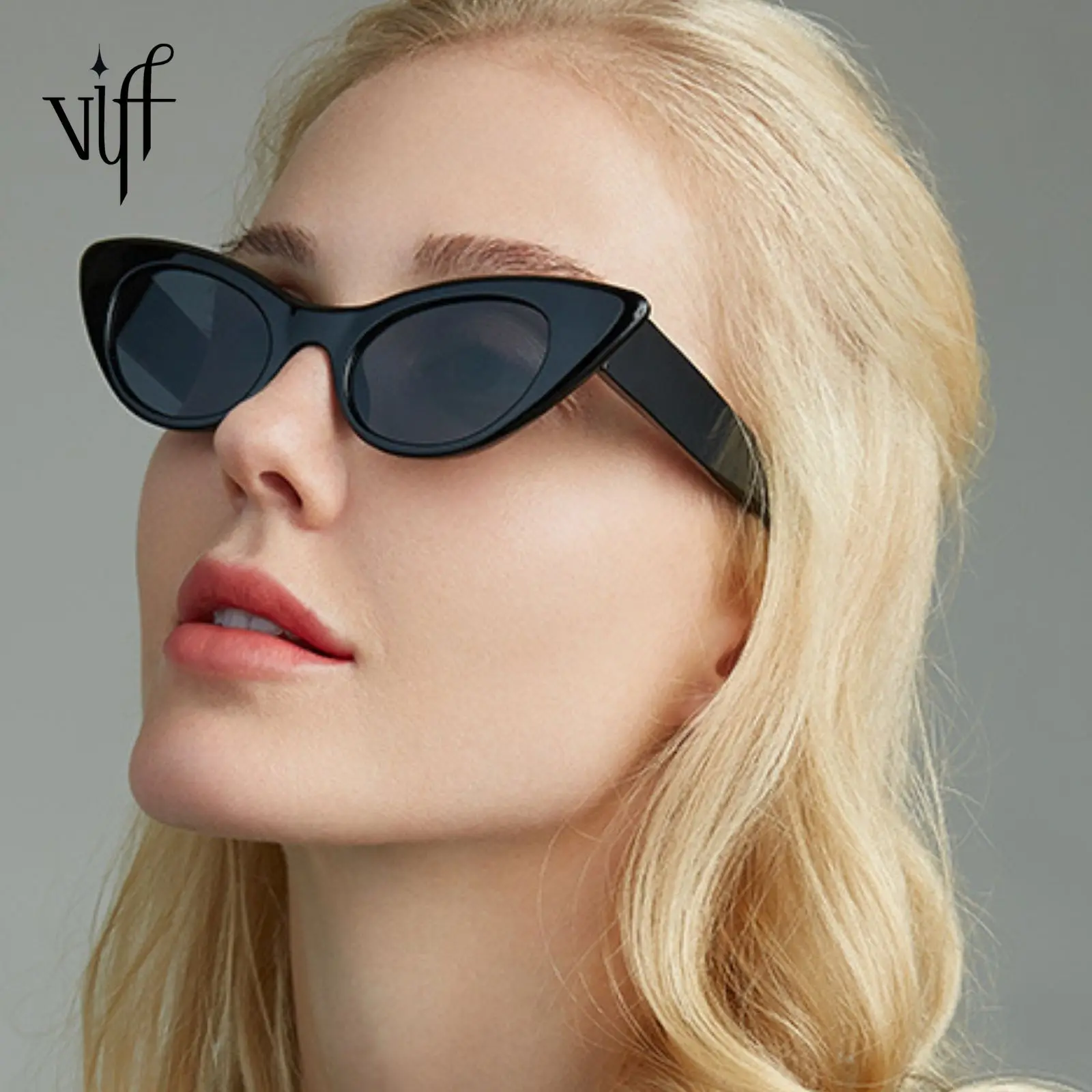 

VIFF HP18246 New Vintage Fashion Classic Man Women Cat Eye Frame Shades Plastic Small Cateye Sunglasses