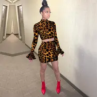 

Sexy club mini crop top and skirt set women 2 piece outfits
