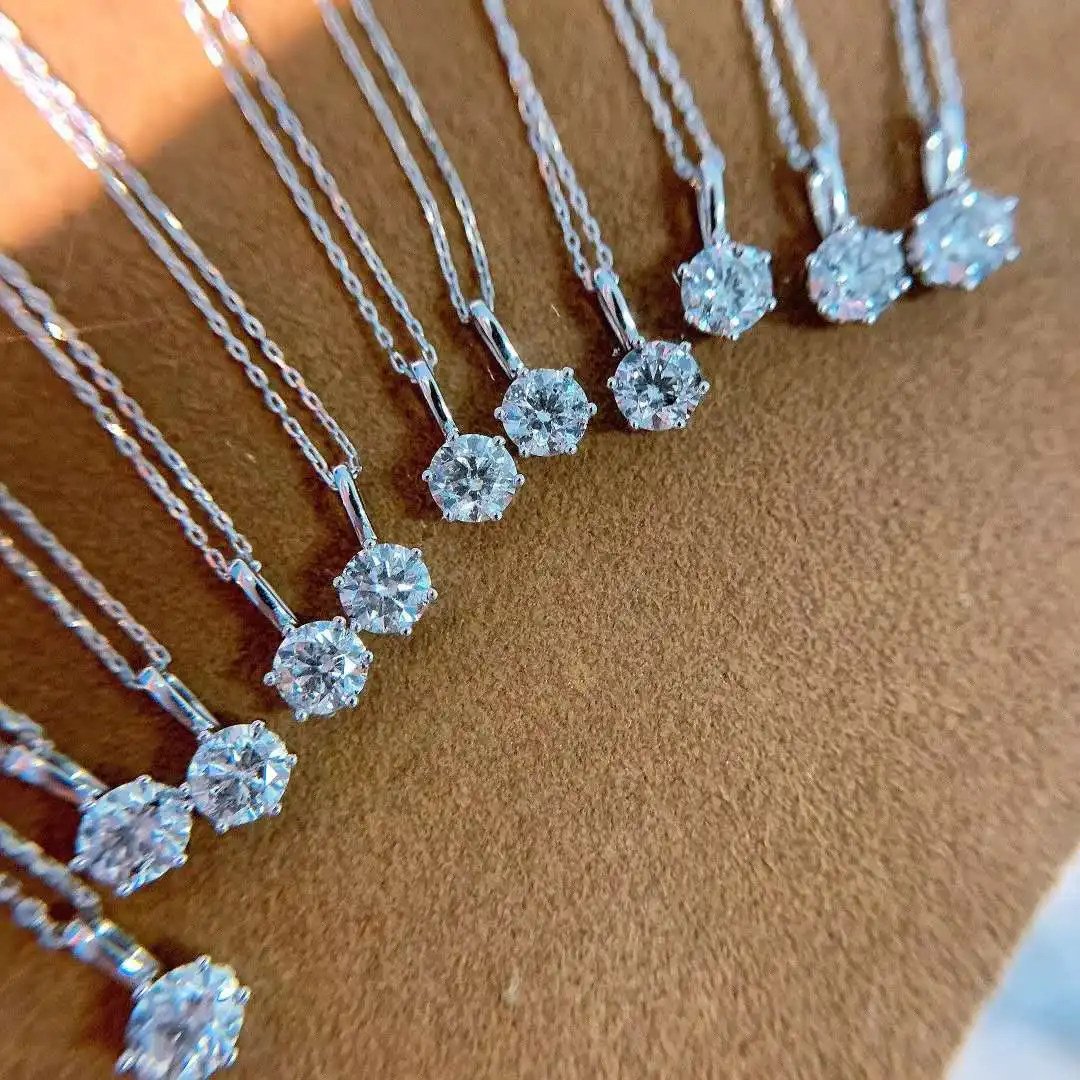 

Custom Personality Minimalist Solitaire Diamond Necklace Natural Diamond White 18K Gold Pendant Necklace, White gold