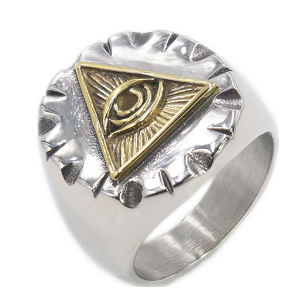 

Hip Hop Silver Casting 316L Stainless Steel Horus Eye of God Ring Vintage Men Jewelry Rings
