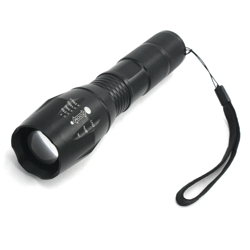 Black metal Body Power Battery Lighting Small portable outdoor tactical flashlight retractable waterproof self defense lighting