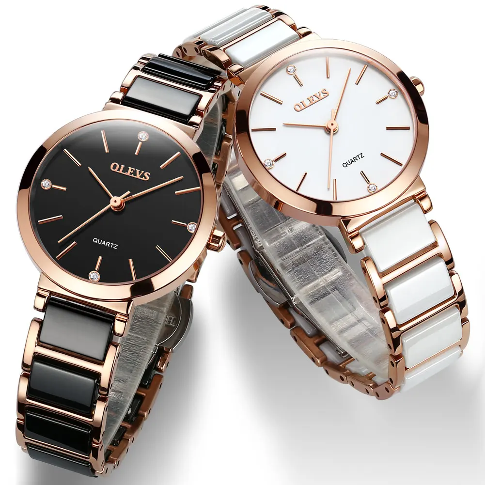 

Luxury Brand Women Quartz Waterproof Stainless Steel Watch OEM Supply Fashion Business Wrist Lady Analog Watch, 2 colors to choice