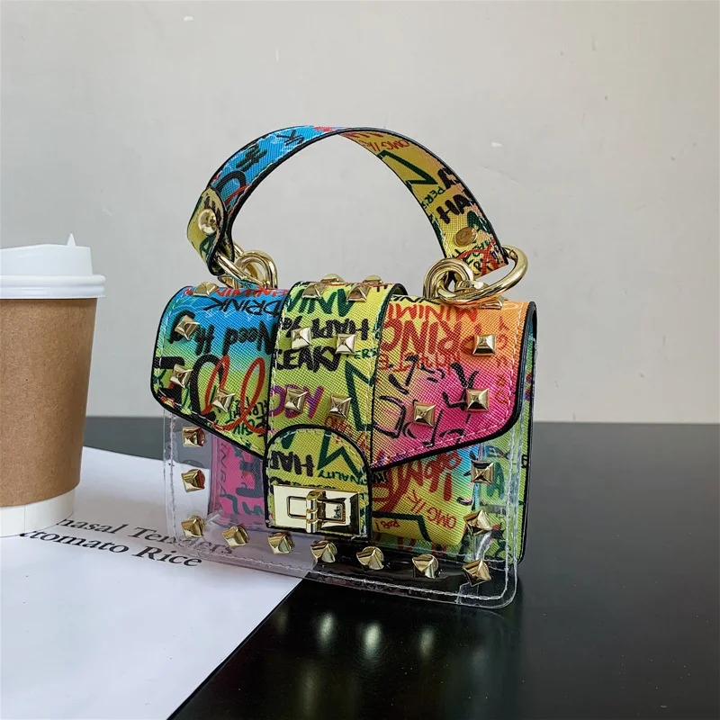 

Hot sale kids purse mini bags for girls designer graffiti purses and handbags famous brands women hand bags, Customizable