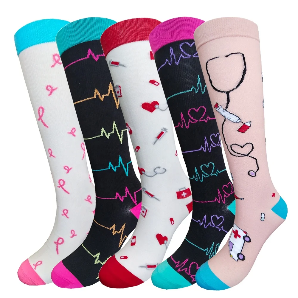 

15-20mmhg nylon knee high sports compression socks for nurses