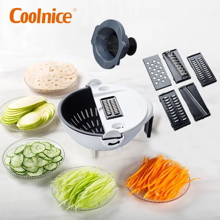 

Hot Sale Kitchen Tools 9 In 1 Vegetable Cutter Drain Basket Multifunction Magic Slicer Chopper