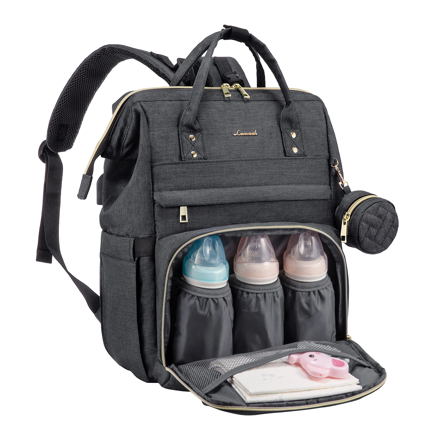 

brand LOVEVOOK 2021 Hot selling large capacity travel fashion mom baby backpack bag leisure waterproof diaper bags for mother, Customized colors