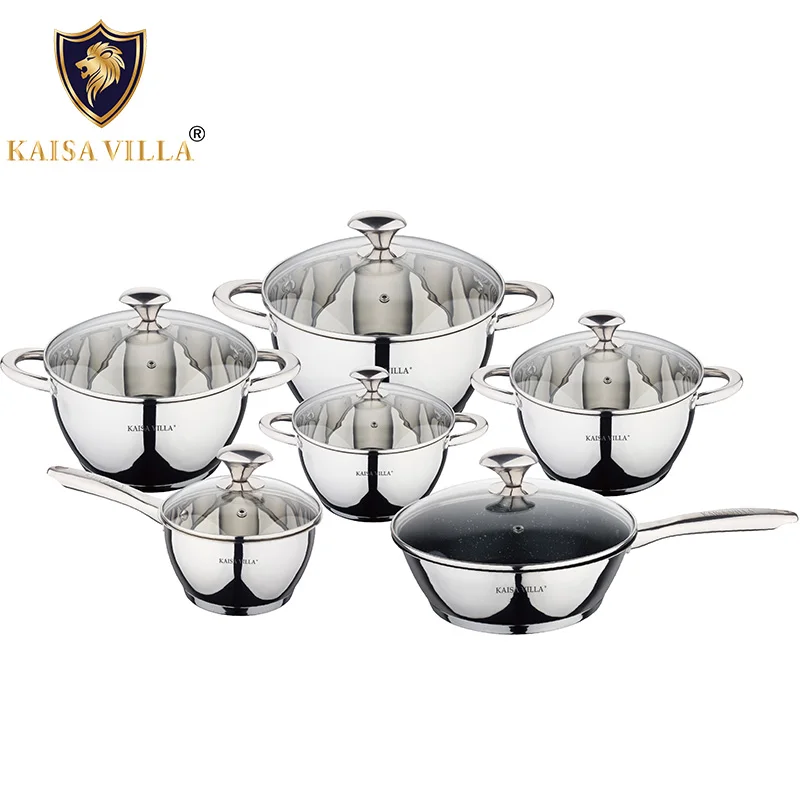 

KAISA VILLA (KV-6661) Stainless Steel Cookware Non Stick Nonstick Cooking Ware Set Cookware Non Stick Pot Set (2 set/ctn), Silver