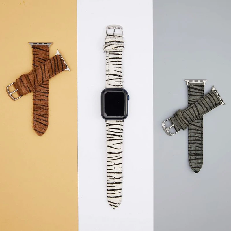 

Leopard genuine leather strap for Apple Watch band bracelet zebra stripe leather watch band for iwatch 42mm 38mm, Optional