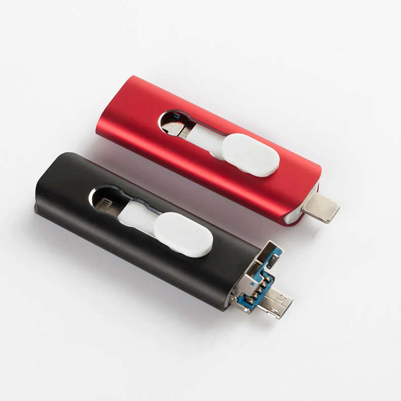 

New Mini Metal Otg Usb Flash Drive 32GB 64GB 128GB Otg Usb 3 in 1 With Custom Logo