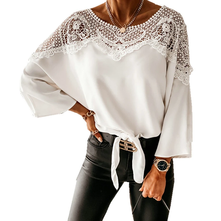 

Wholesale Bulk Plus Size Women Sexy Straps Chiffon Shirt Blouse