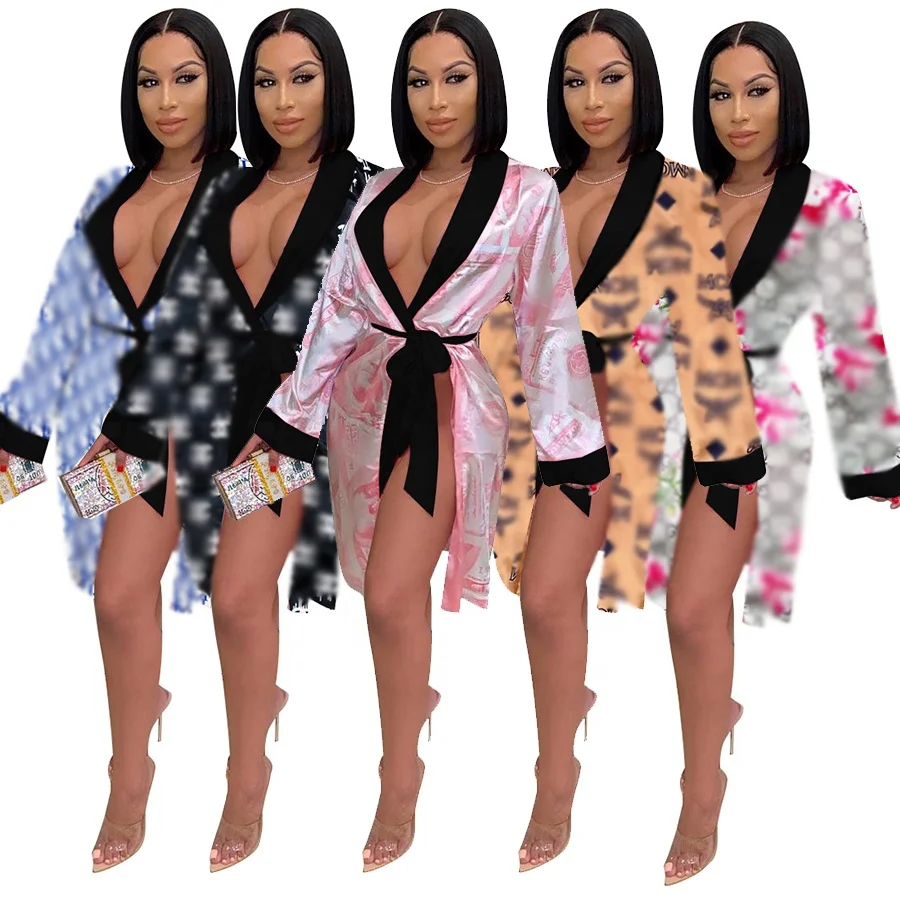 

2021 new arrives Fashion Sexy Matching Bonnets And Robes Women Sleepwear Bath Money Designer Robes