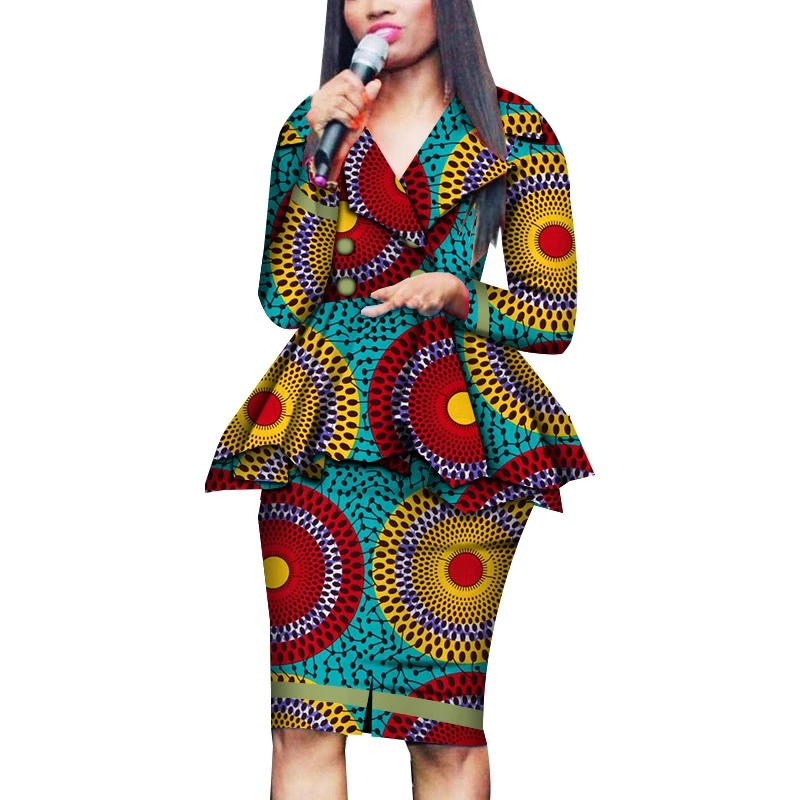 

WY5106 Hot sale African Style Women African Clothing Two Piece Set Dress Suit for Women Tops Jacket and Print Clothing, Shown